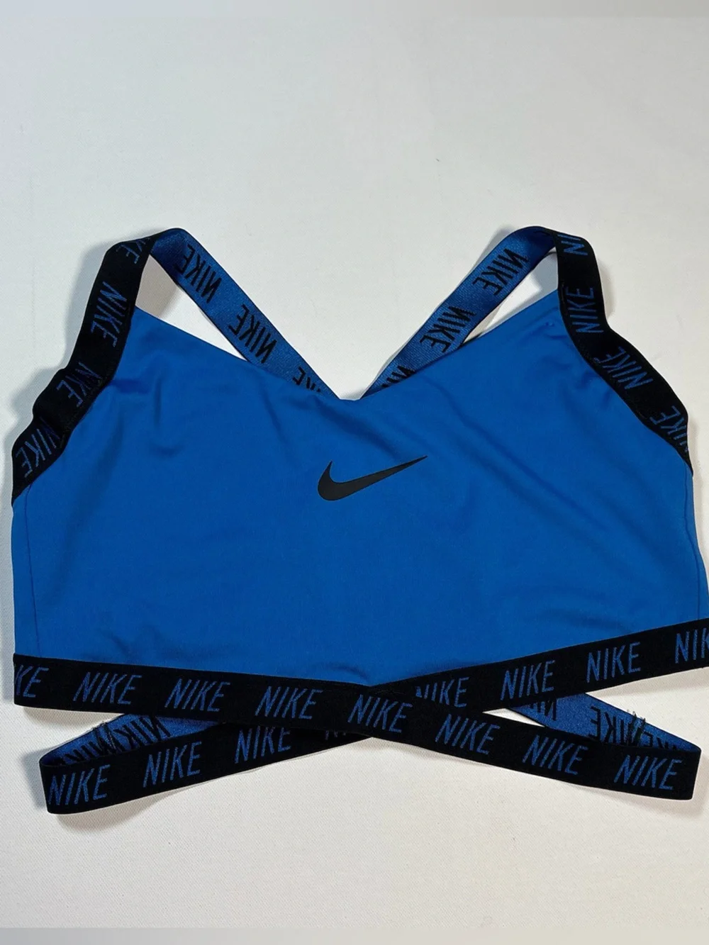 NIKE Indy blue logo cross back sports bra L